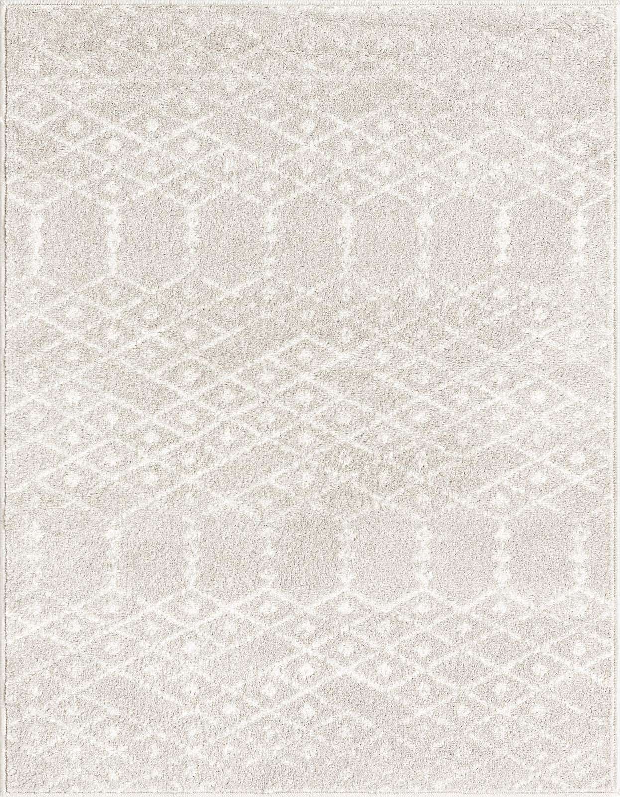 A 3x5 rectangular gray area rug with a subtle off-white tribal trellis pattern, suitable for a modern living space.