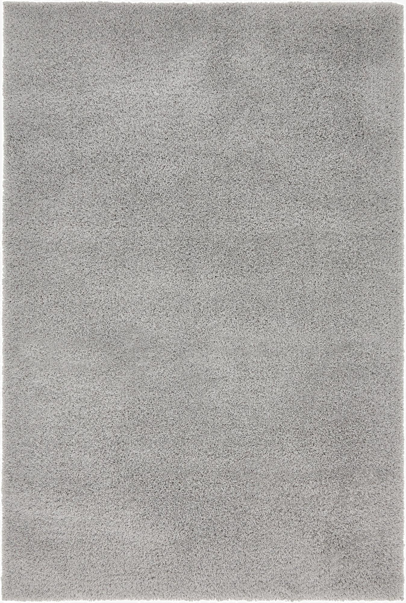 A 4x6 rectangular gray shag rug with a soft, textured pile, perfect for a cozy living room or bedroom.