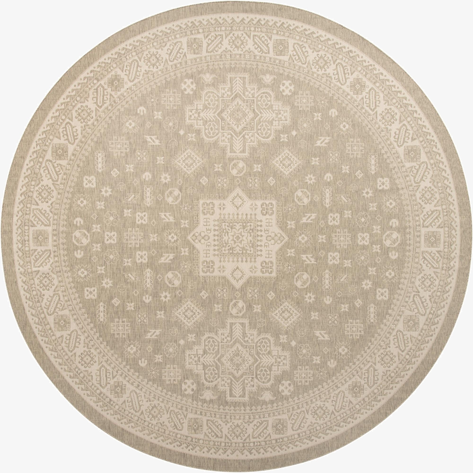  13' x 13'  Washable Aztec Indoor / Outdoor Round Rug