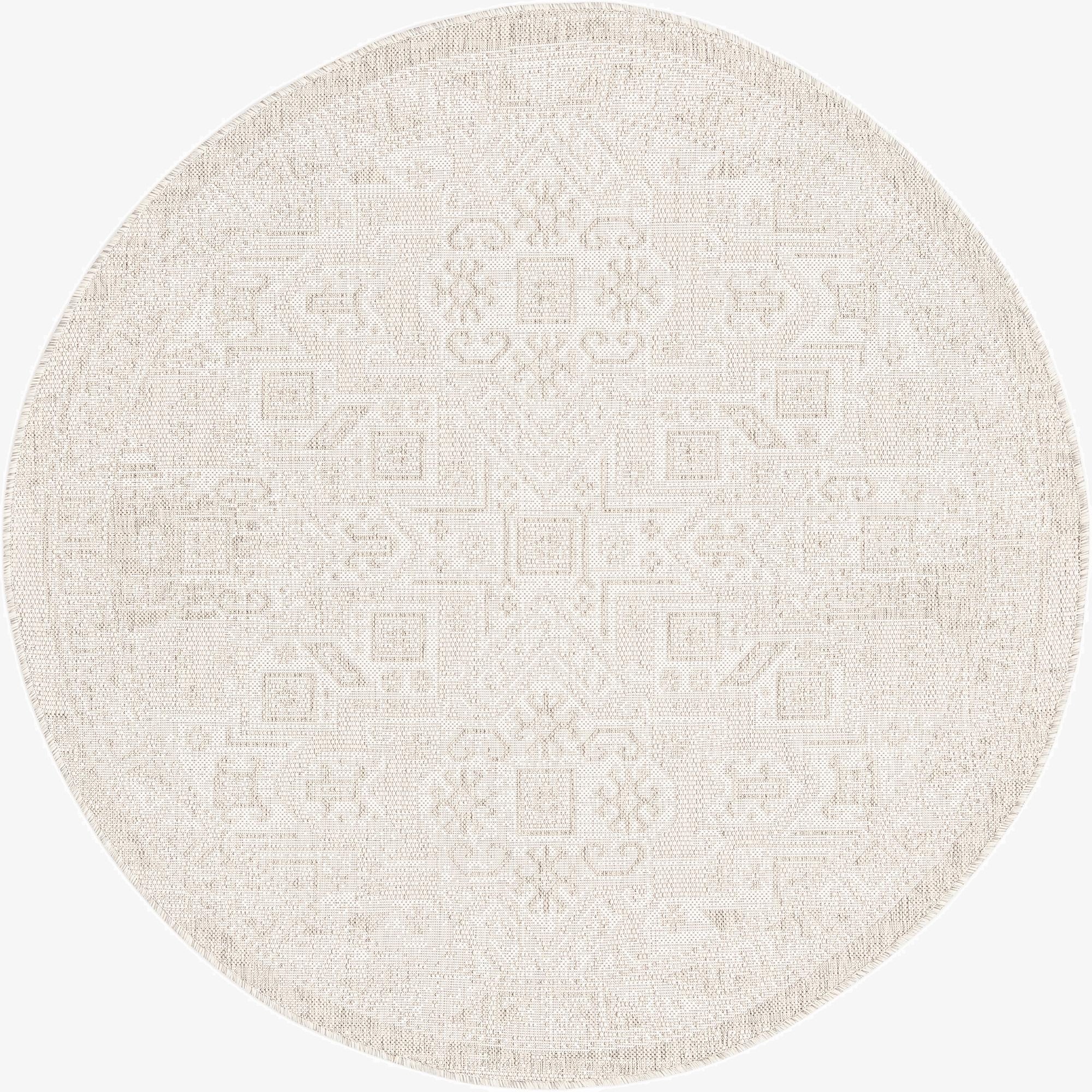  5' 3 x 5' 3  Washable Aztec Indoor / Outdoor Round Rug