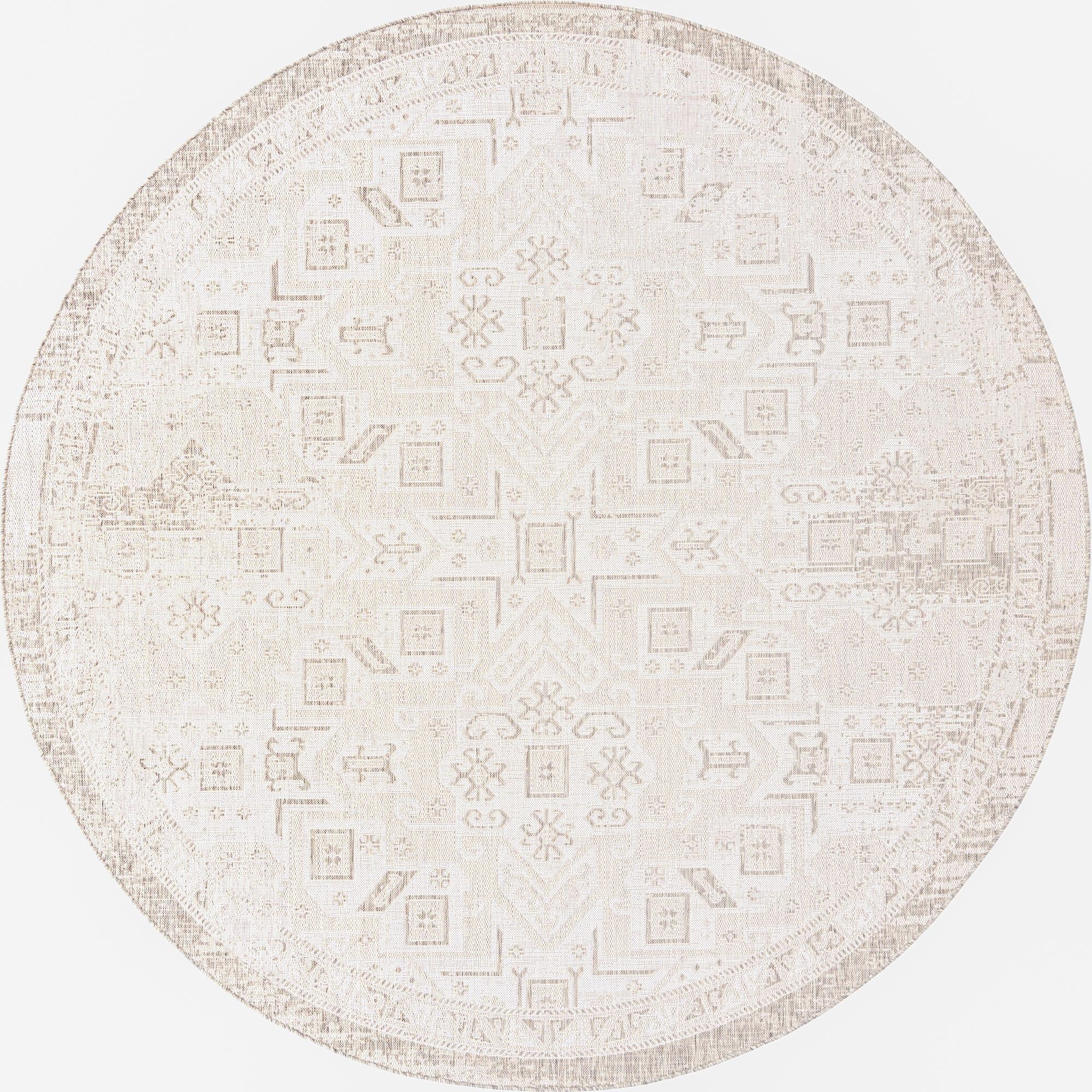  10' x 10'  Washable Aztec Indoor / Outdoor Round Rug