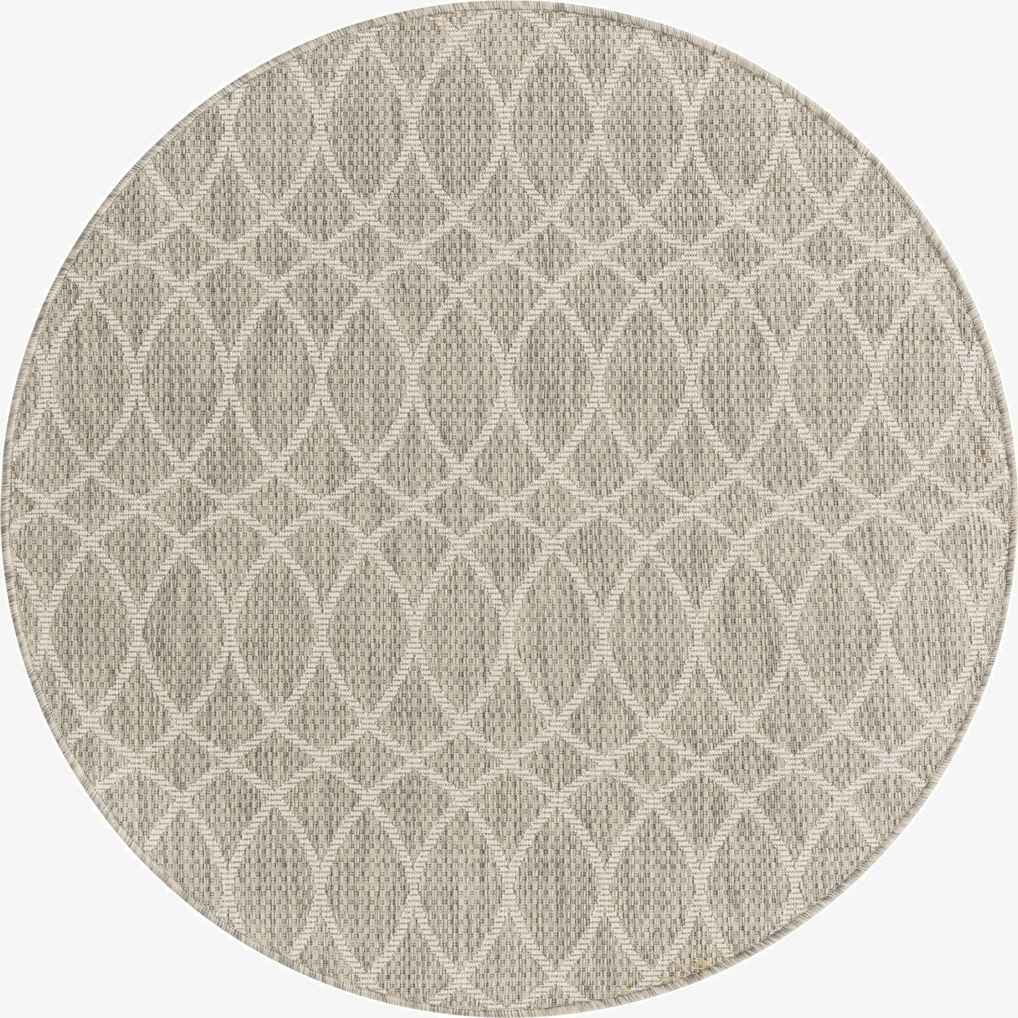  4' x 4'  Washable Lattice Indoor / Outdoor Round Rug