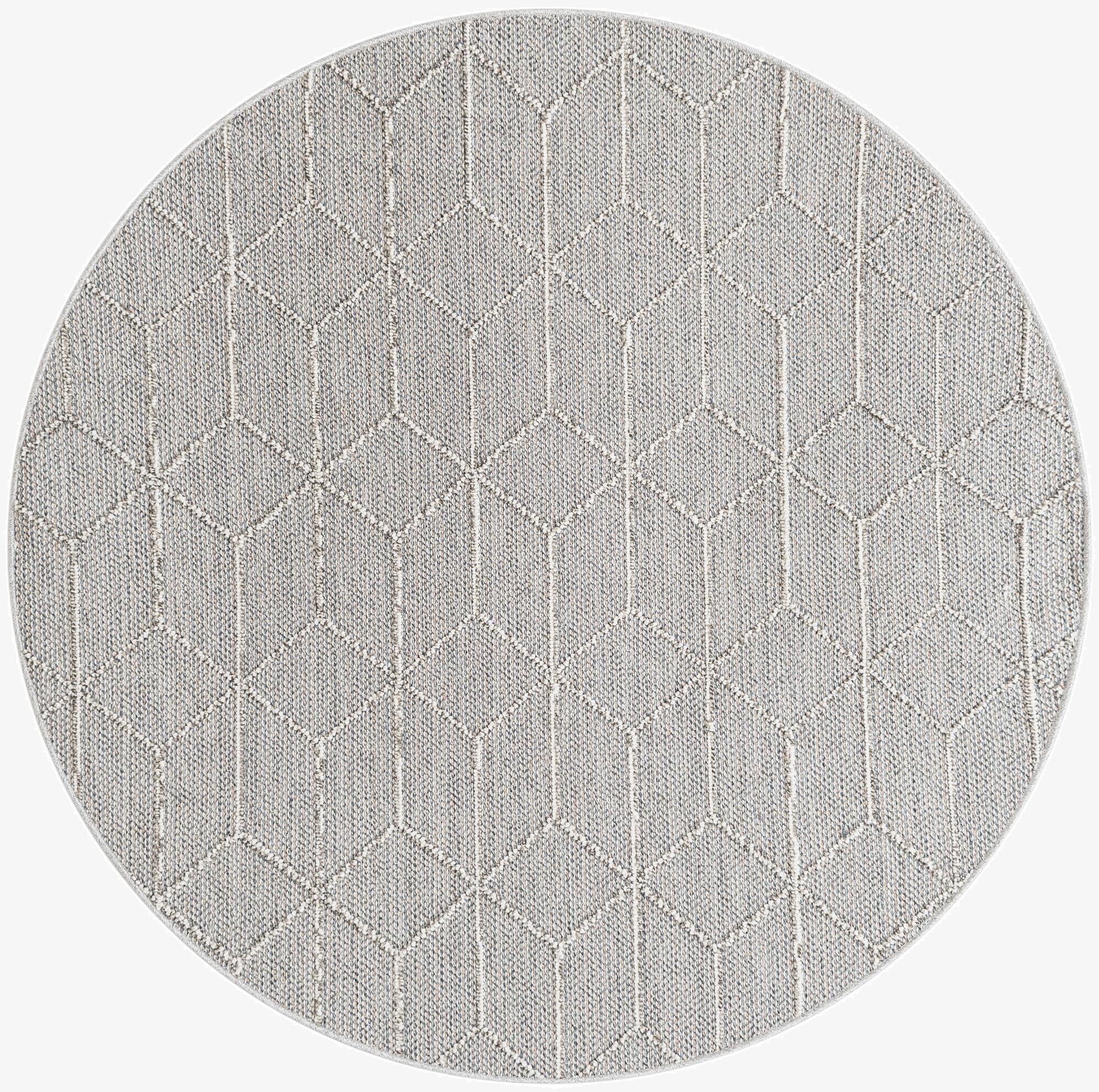  5' 3 x 5' 3  Washable Lattice Indoor / Outdoor Round Rug