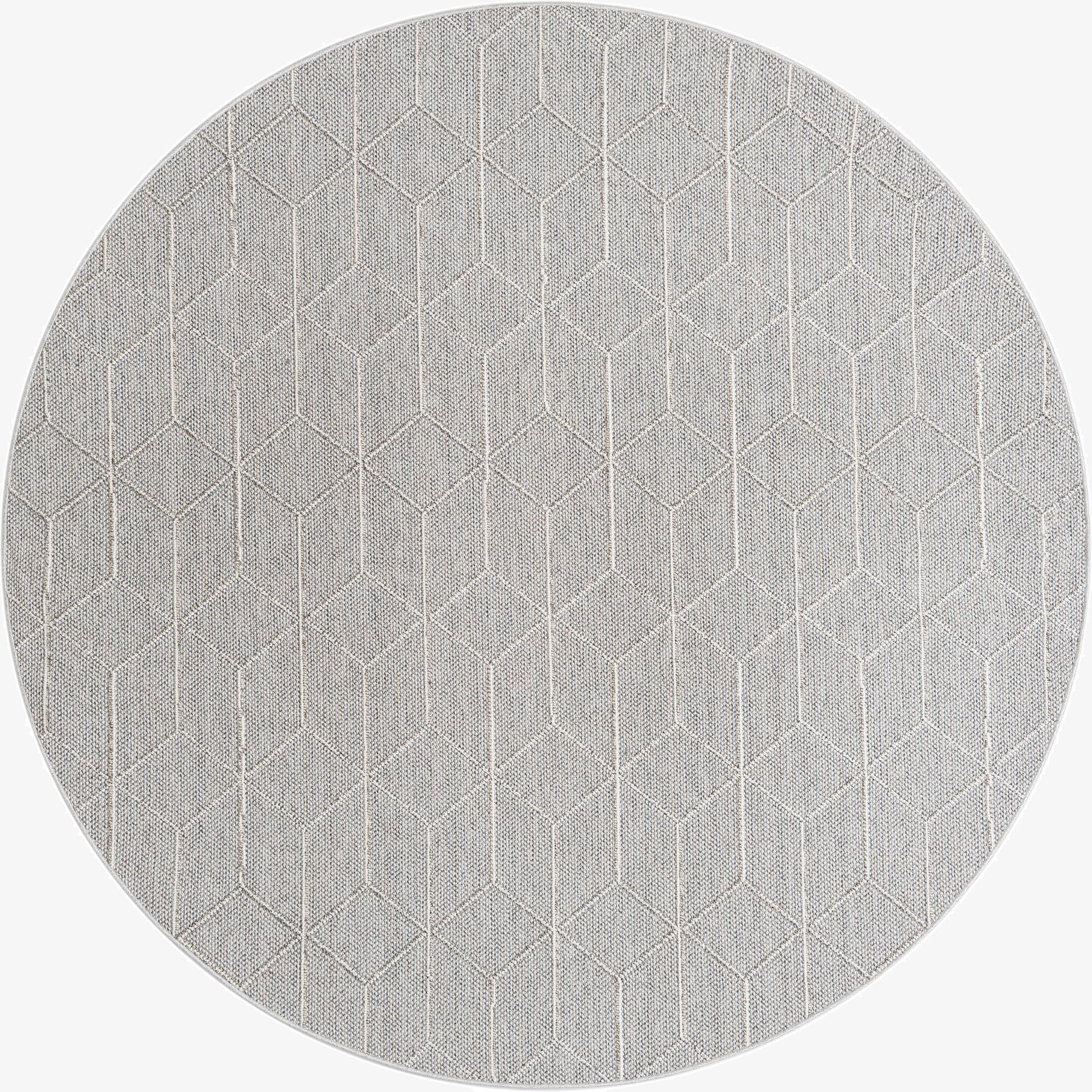  7' 10 x 7' 10  Washable Lattice Indoor / Outdoor Round Rug