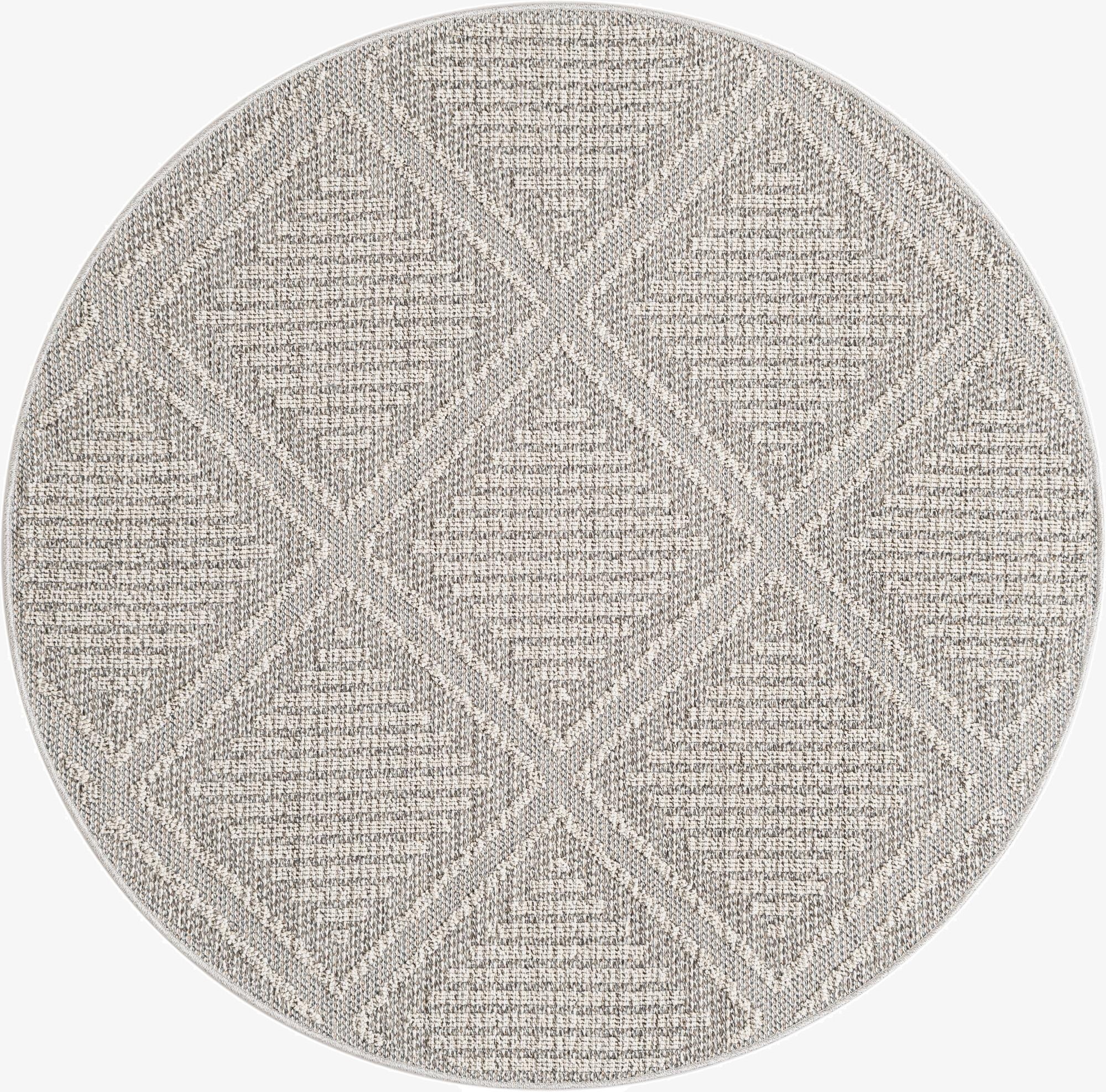  5' 3 x 5' 3  Washable Lattice Indoor / Outdoor Round Rug