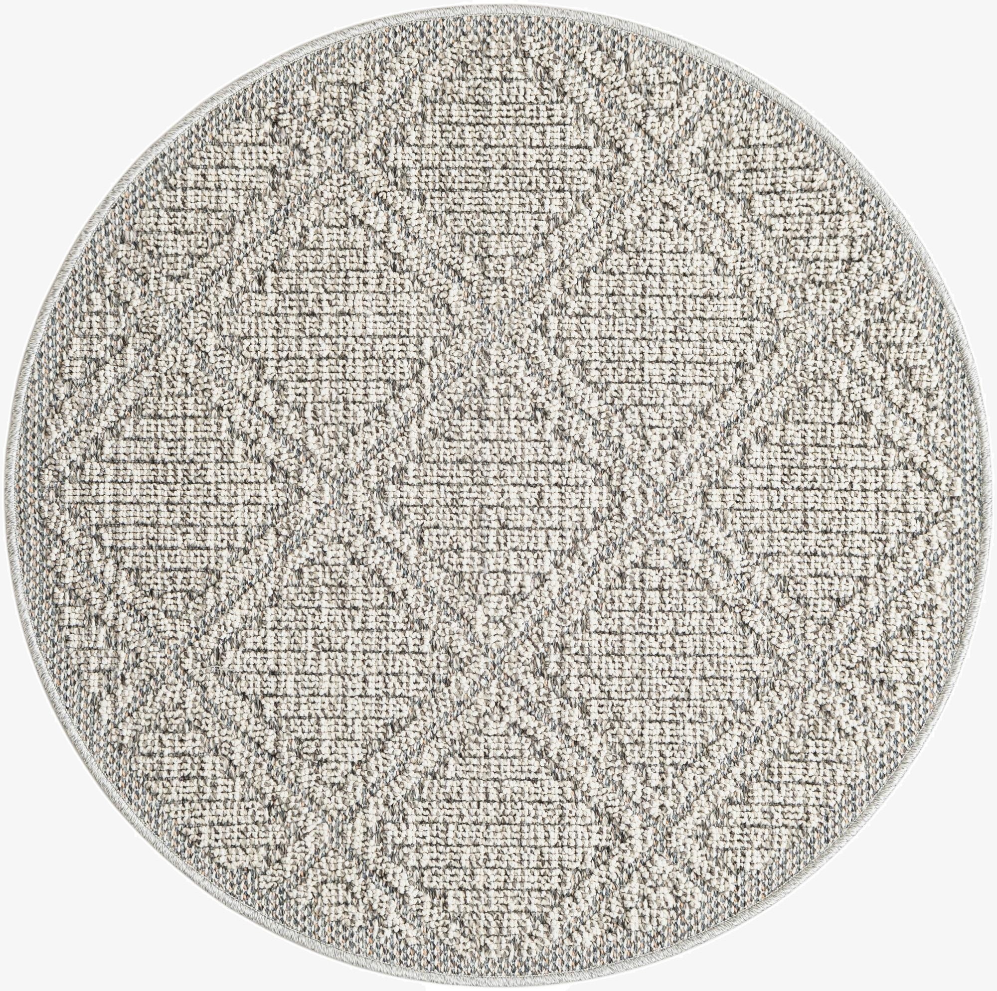  3' 1 x 3' 1  Washable Lattice Indoor / Outdoor Round Rug