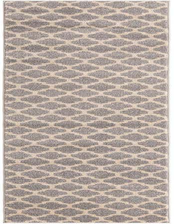 A 12 ft runner rug from the Lattice collection, featuring a modern gray and silver geometric pattern on a light background.
