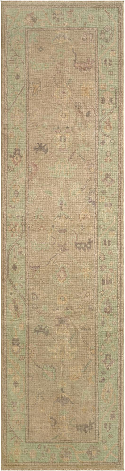  2' 7 x 9' 8  Hand Knotted Oushak Wool Runner Rug