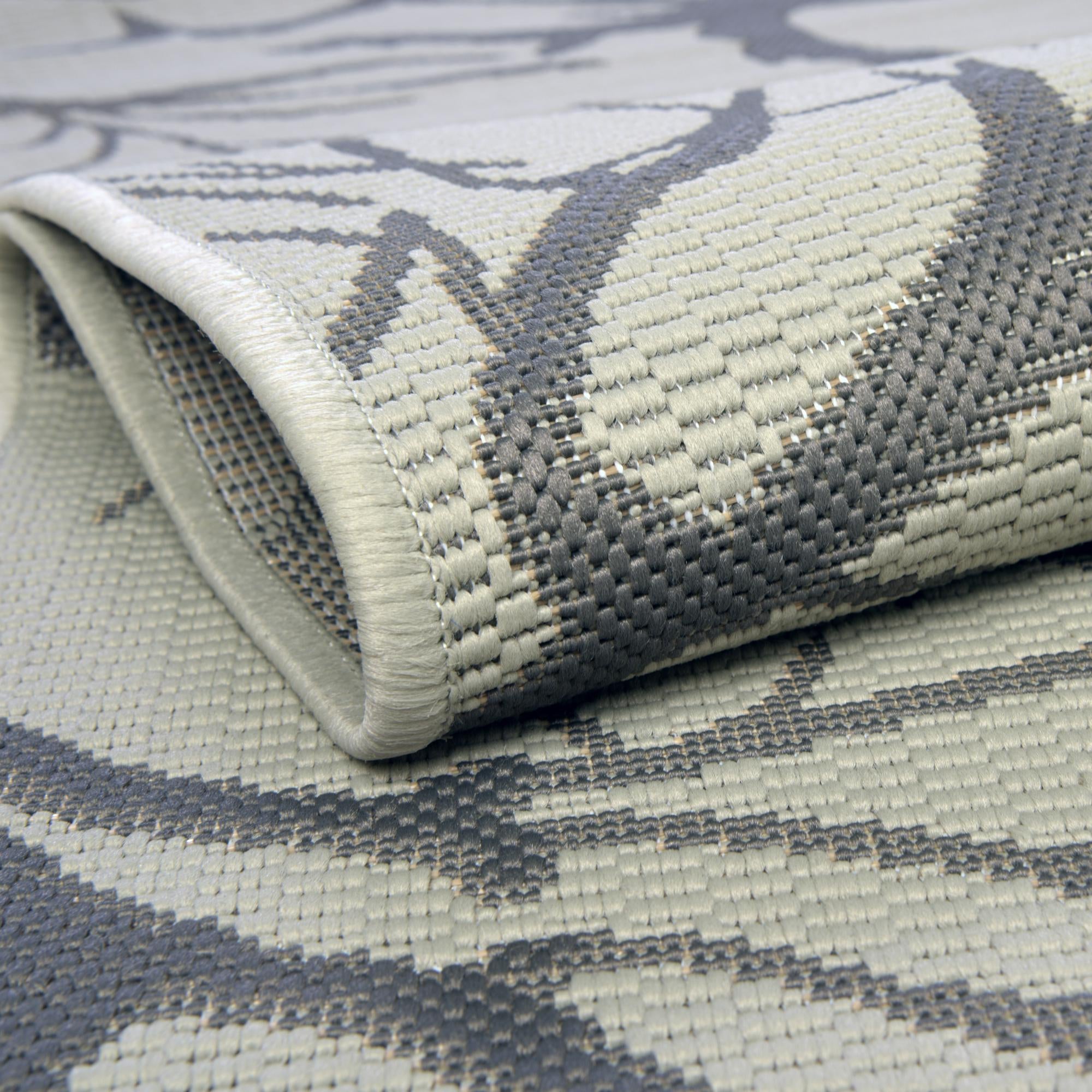 Light Gray 2' x 6' Botanical Indoor / Outdoor Runner Rug | Rugs.com