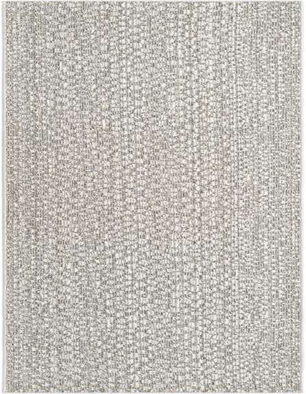 A 12 ft runner rug in shades of gray and silver with a modern, abstract pattern, suitable for a hallway or patio.