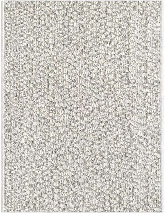 A gray and silver modern abstract runner rug, 8 ft long, with a textured medium pile, suitable for a hallway or patio.