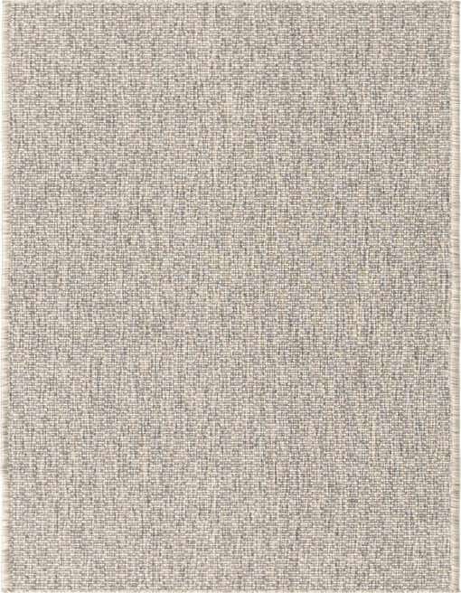 A gray 8 ft runner rug with a subtle textured flatweave pattern, suitable for indoor or outdoor use.