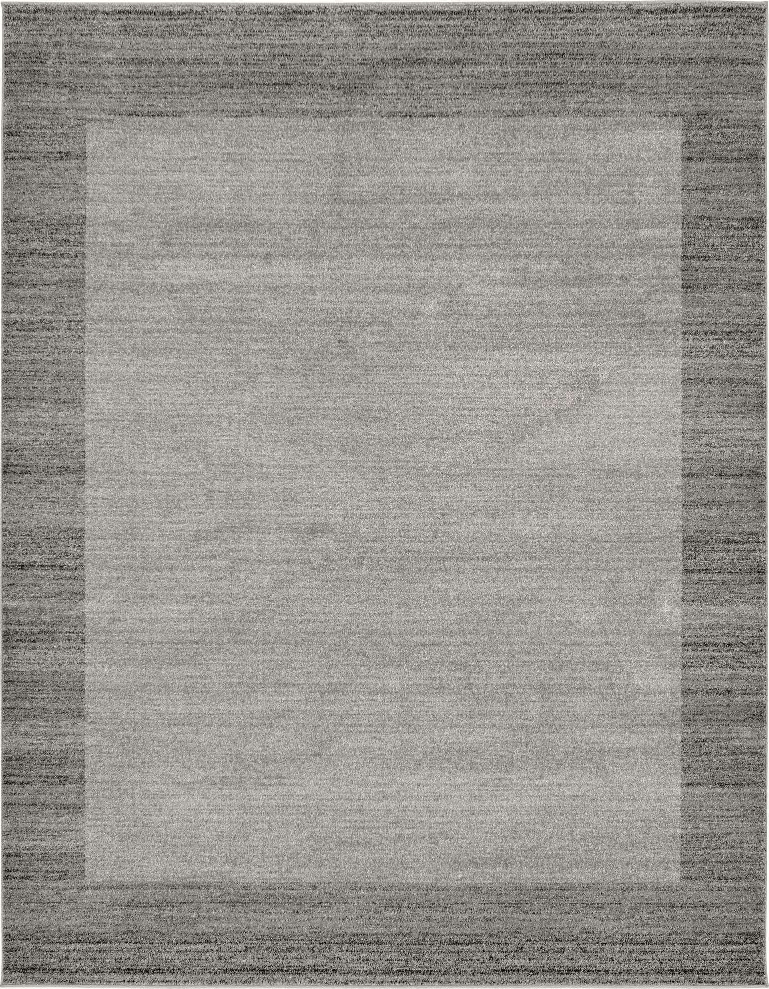 A 7' 10 x 7' 10 square gray area rug with a subtle lighter gray border, suitable for modern indoor spaces.