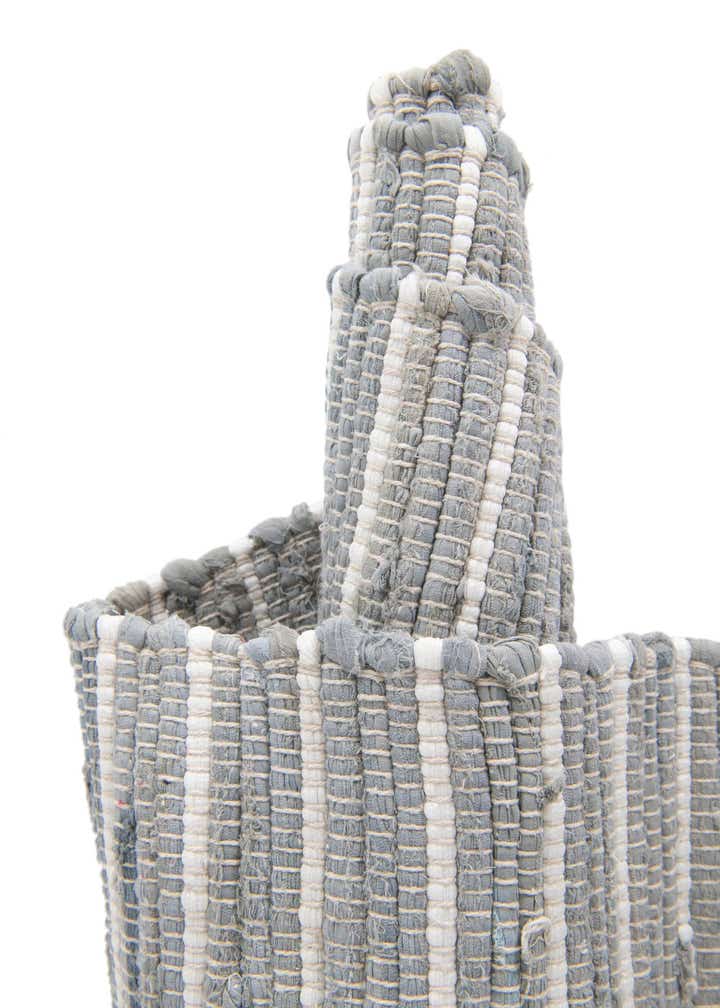 Light Gray 7' 1 x 7' 1 Hand Woven Chindi Cotton Square Rug | Rugs.com