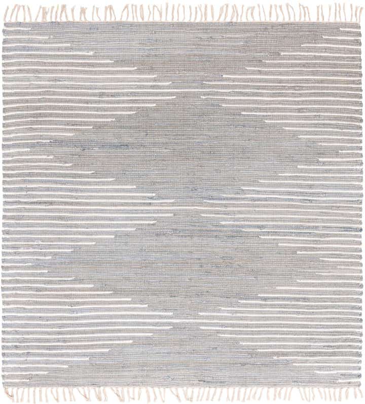Light Gray 7' 1 x 7' 1 Hand Woven Chindi Cotton Square Rug | Rugs.com