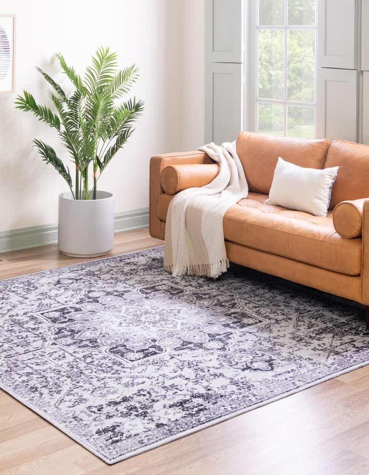 Light Gray 5' 3 x 5' 3 Washable Francesca Square Rug | Rugs.com