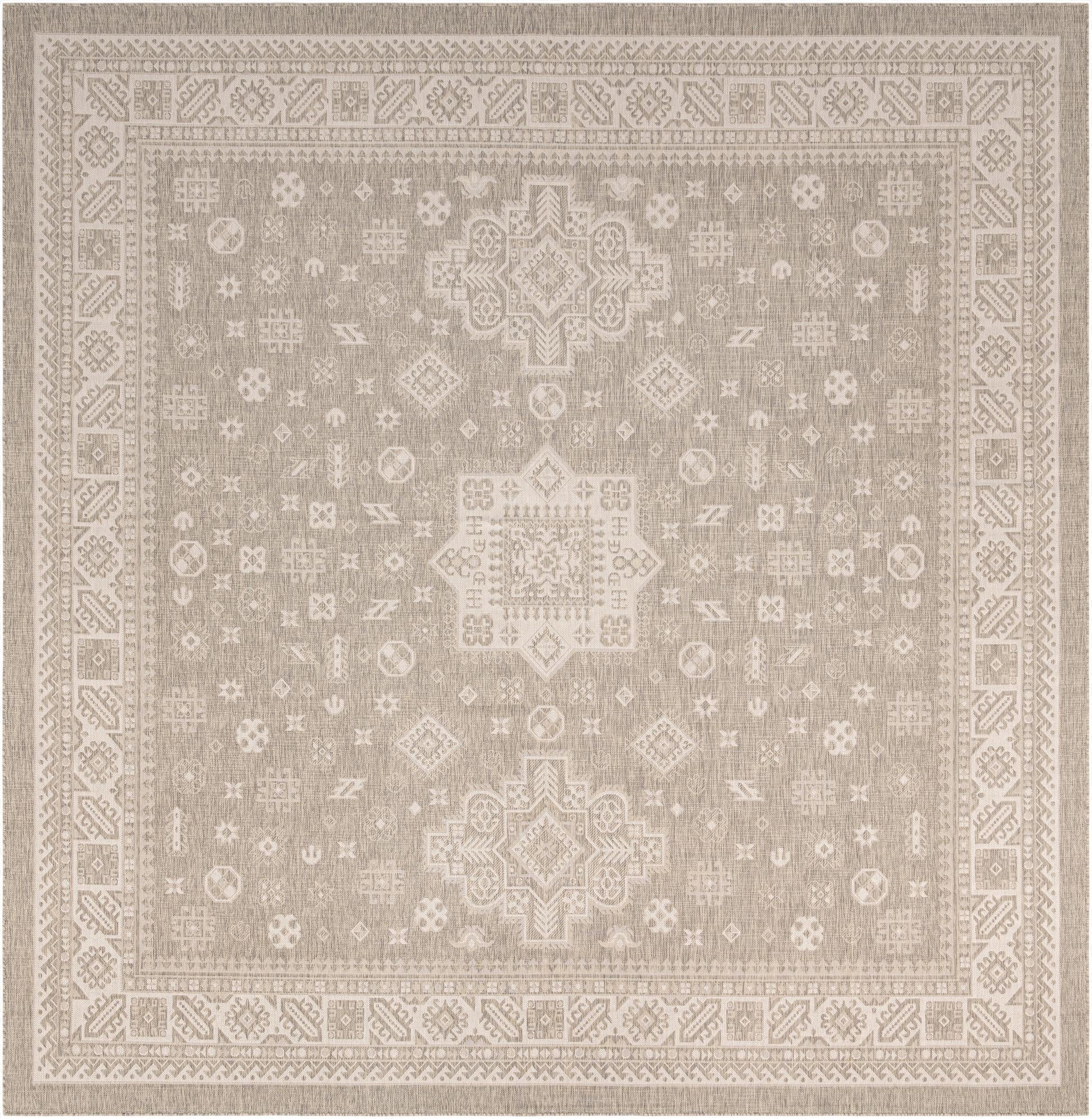  13' x 13'  Washable Aztec Indoor / Outdoor Square Rug