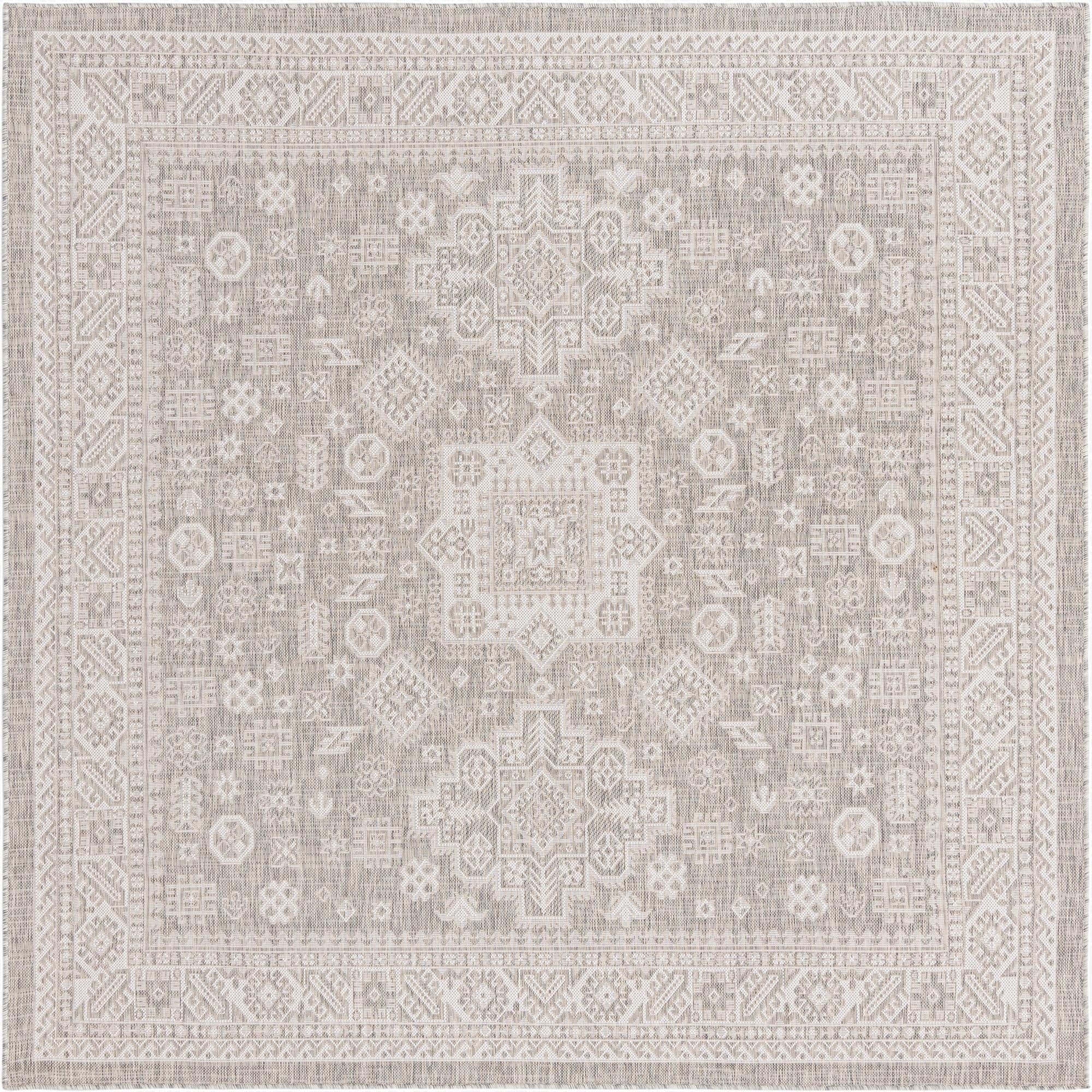  7' 10 x 7' 10  Washable Aztec Indoor / Outdoor Square Rug