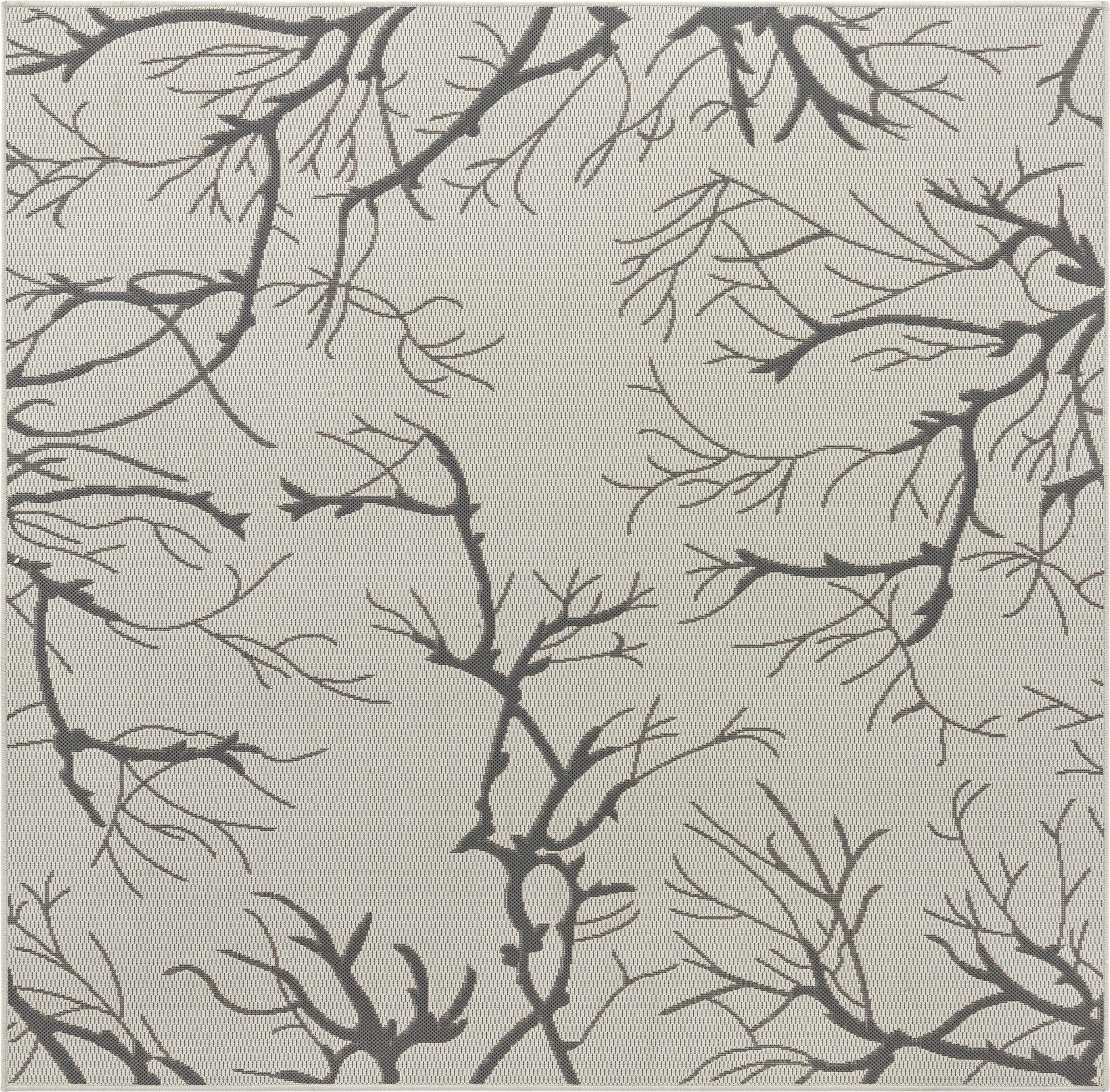  6' x 6'  Washable Botanical Indoor / Outdoor Square Rug