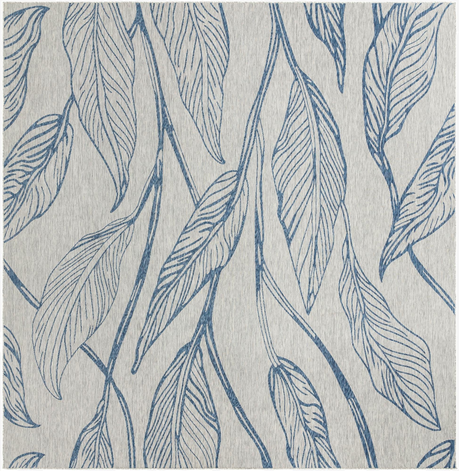  13' x 13'  Washable Botanical Indoor / Outdoor Square Rug