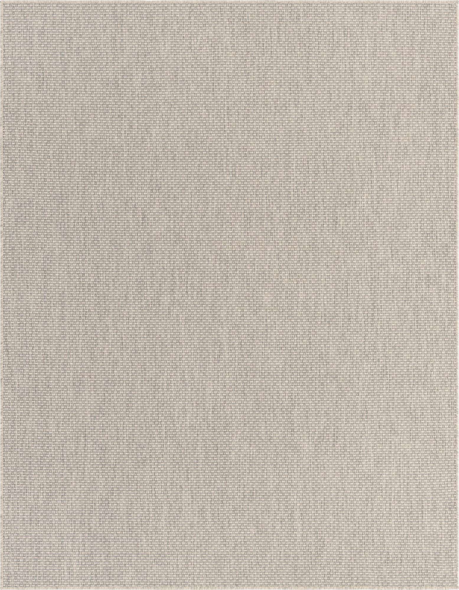 A 7' 10 x 7' 10 square gray modern flatweave rug with a subtle textured pattern, ideal for a patio.