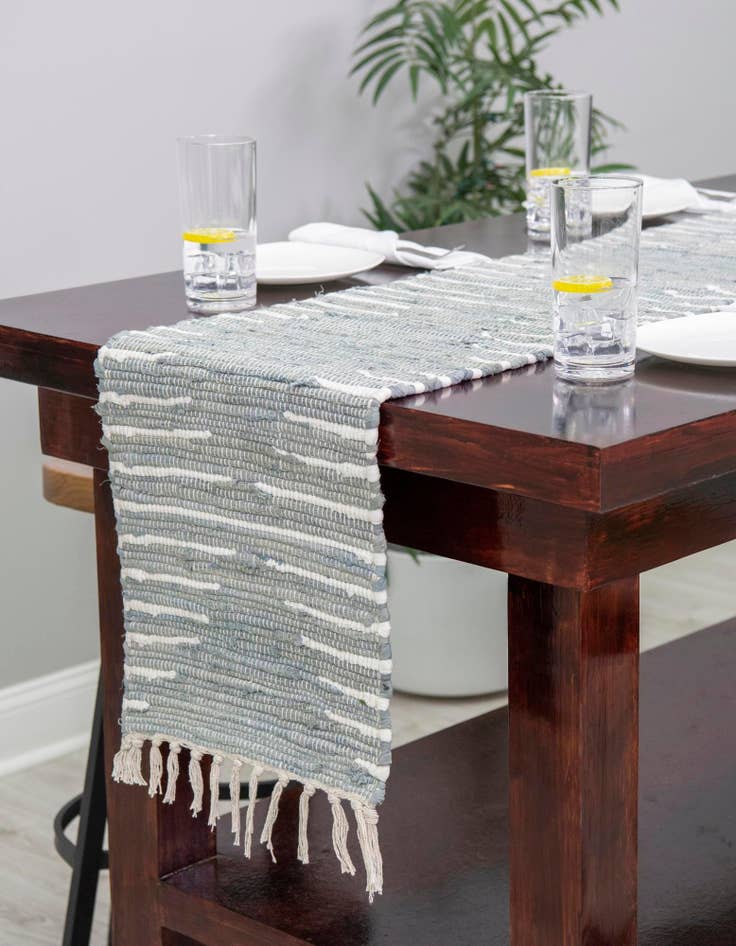Detail image of  1' 2 x 8'  Hand Woven Chindi Cotton Table Runner Rug
