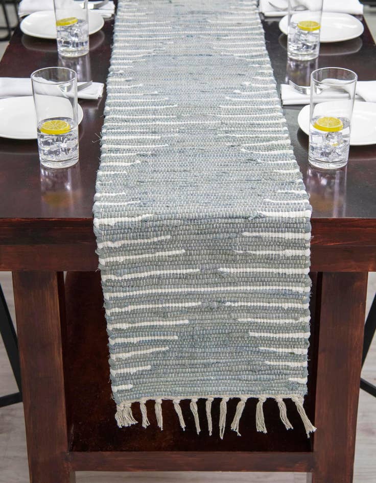 Detail image of  1' 2 x 4' 1  Hand Woven Chindi Cotton Table Runner Rug