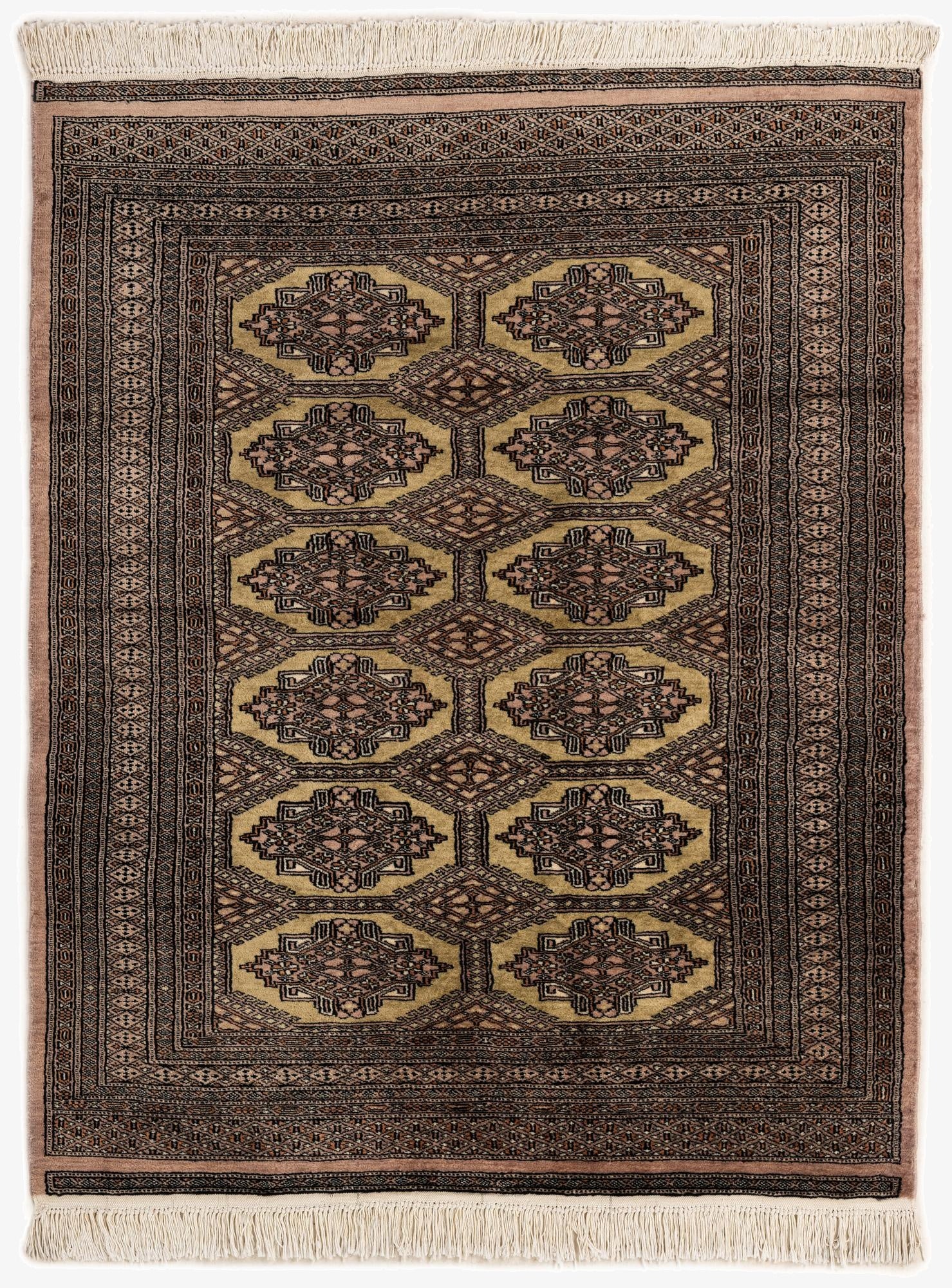  4' 4 x 5' 5  Hand Knotted Bokhara Oriental Wool Rug