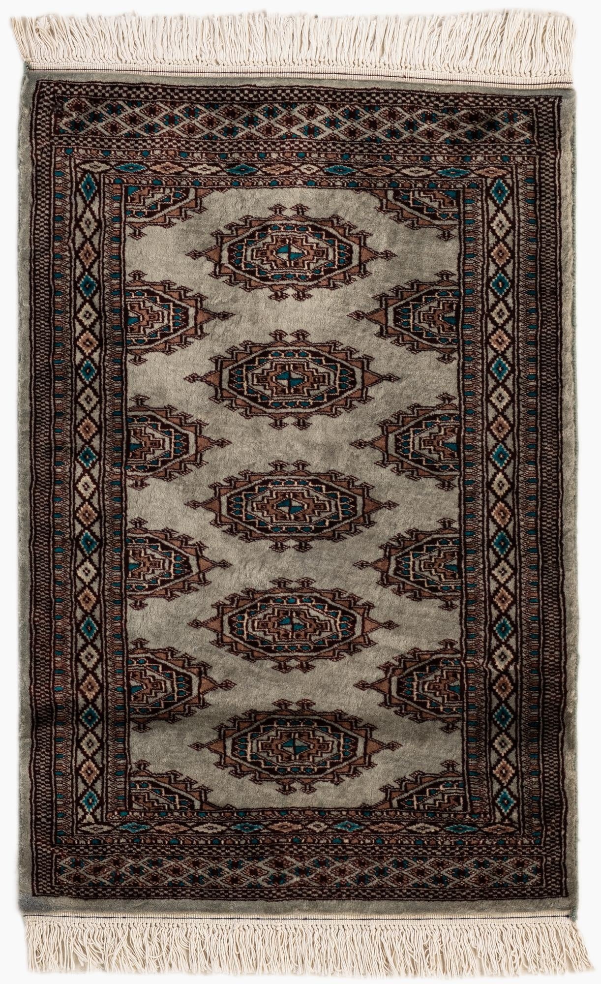  2' 1 x 3' 2  Hand Knotted Bokhara Oriental Wool Rug