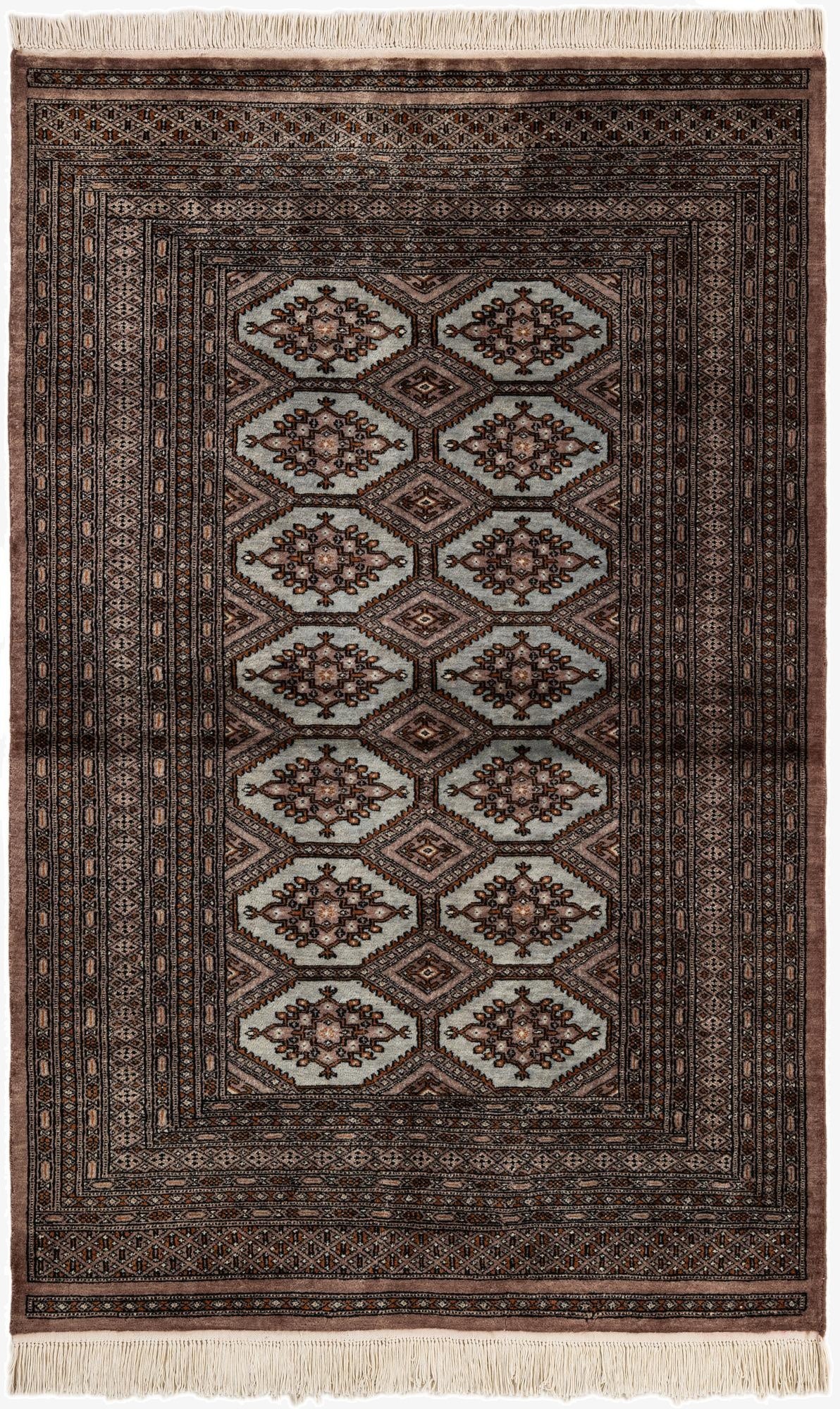  4' 3 x 6' 5  Hand Knotted Bokhara Oriental Wool Rug