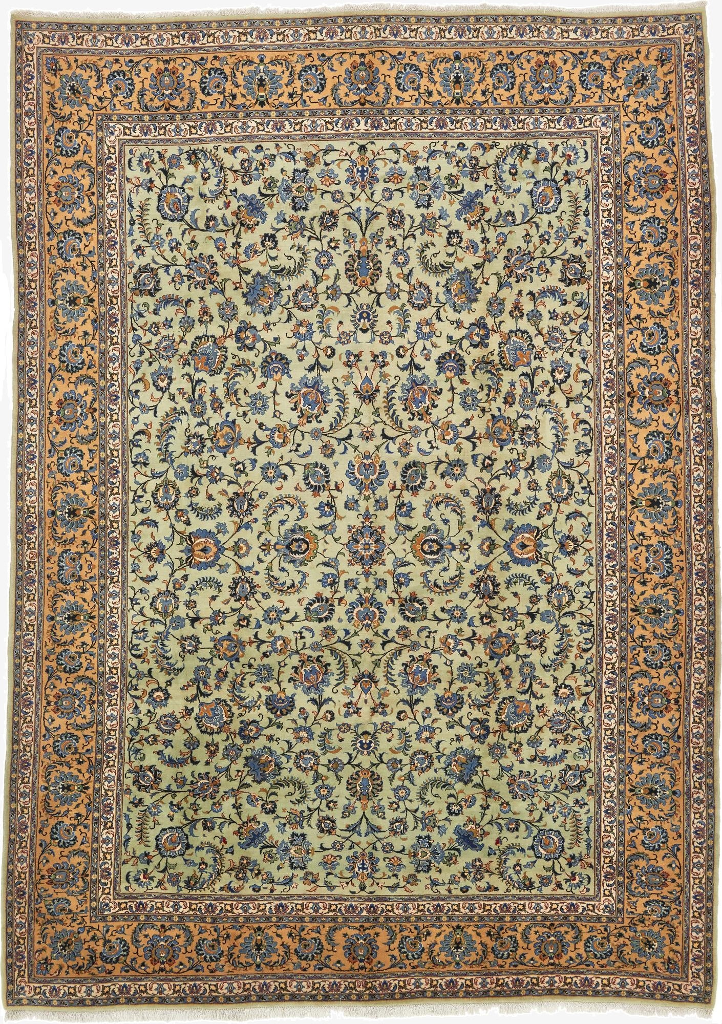  9' 10 x 13' 9  Hand Knotted Kashan Persian Wool Rug