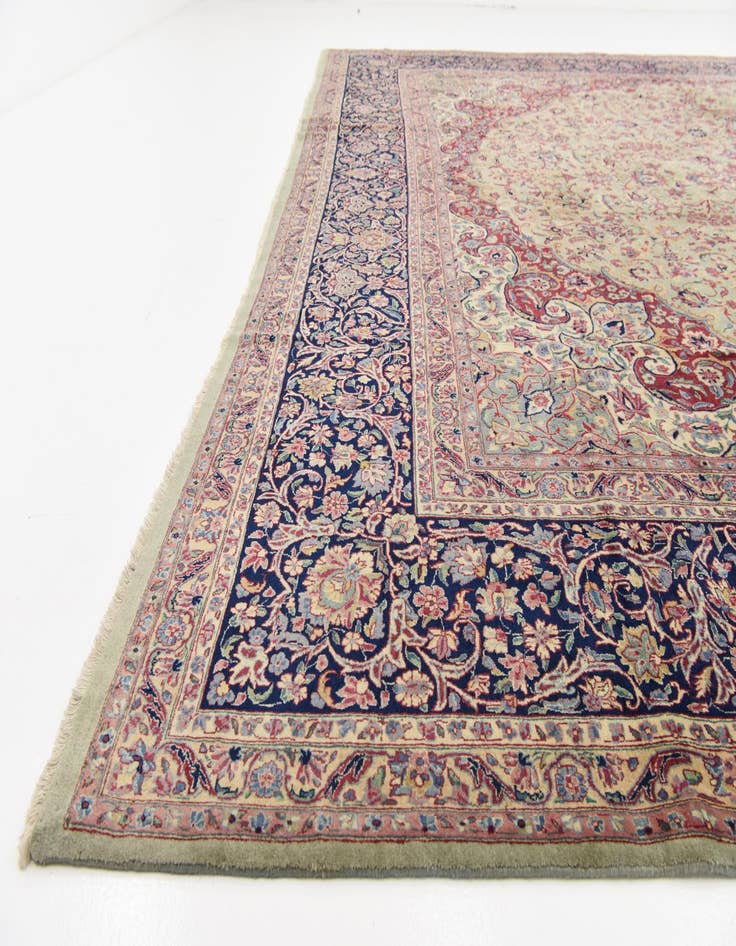 Detail image of  12' 11 x 19' 2  Hand Knotted Kerman Persian Rug