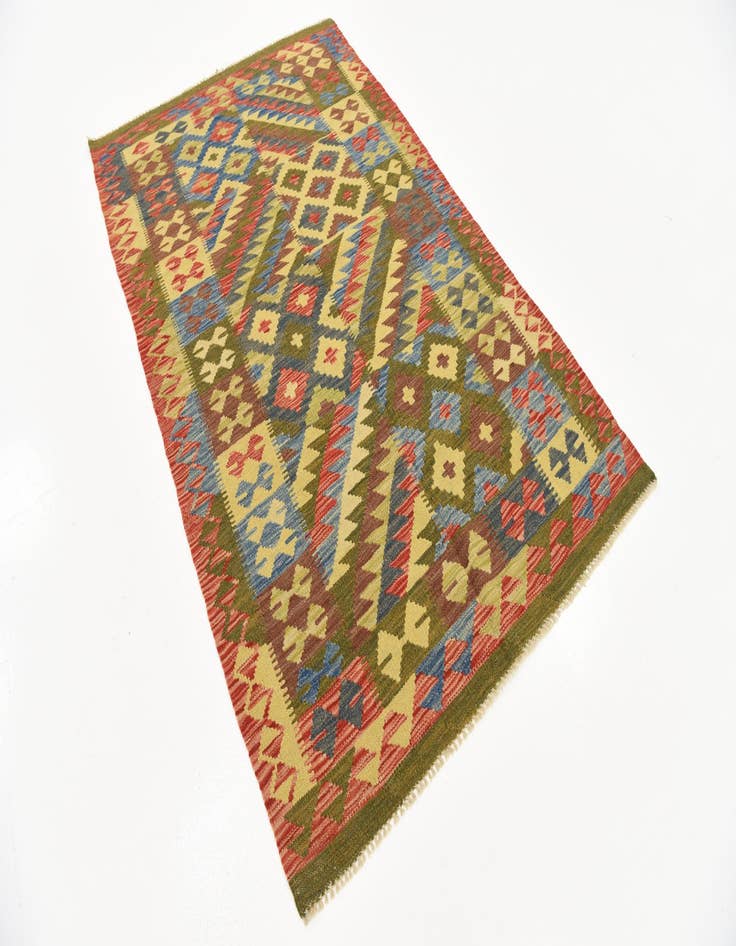 Detail image of  3' 11 x 6' 4  Hand Woven Kilim Maymana Wool Rug