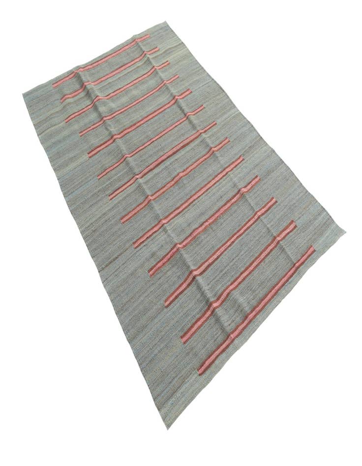 Detail image of  4' 2 x 6'  Hand Woven Kilim Modern Wool Rug