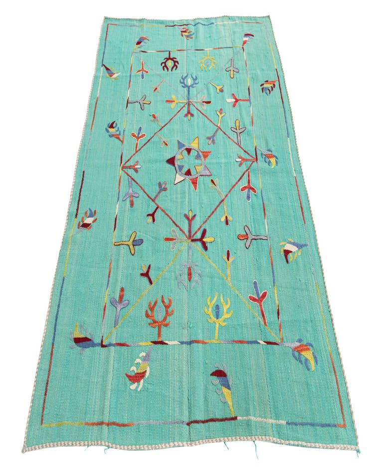 Detail image of  5' x 6' 5  Hand Woven Kilim Suzani Wool Rug