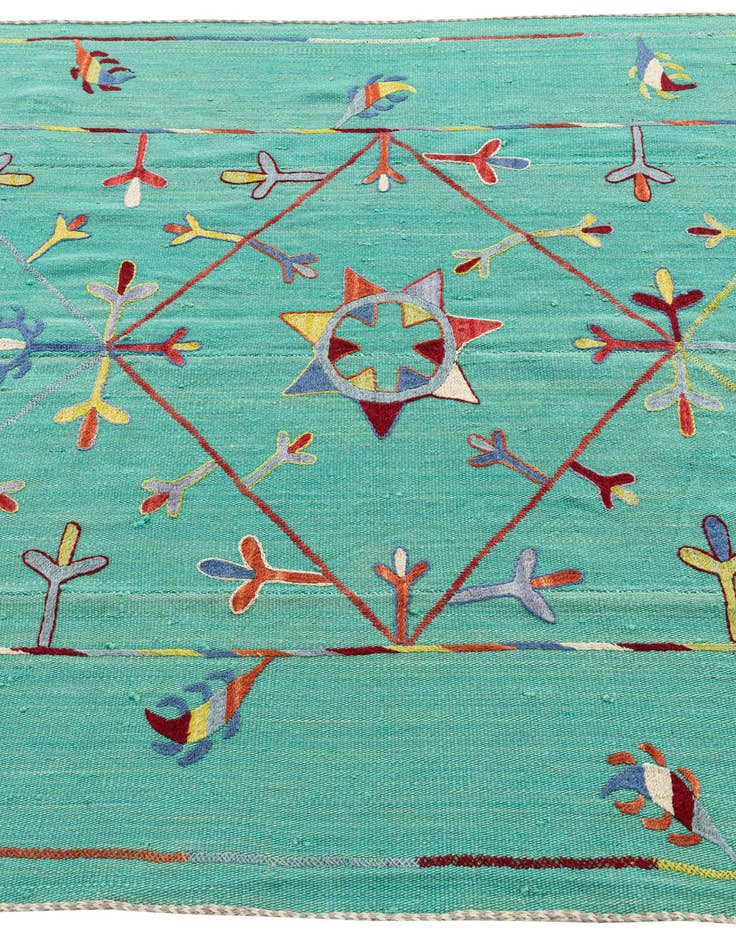 Detail image of  5' x 6' 5  Hand Woven Kilim Suzani Wool Rug