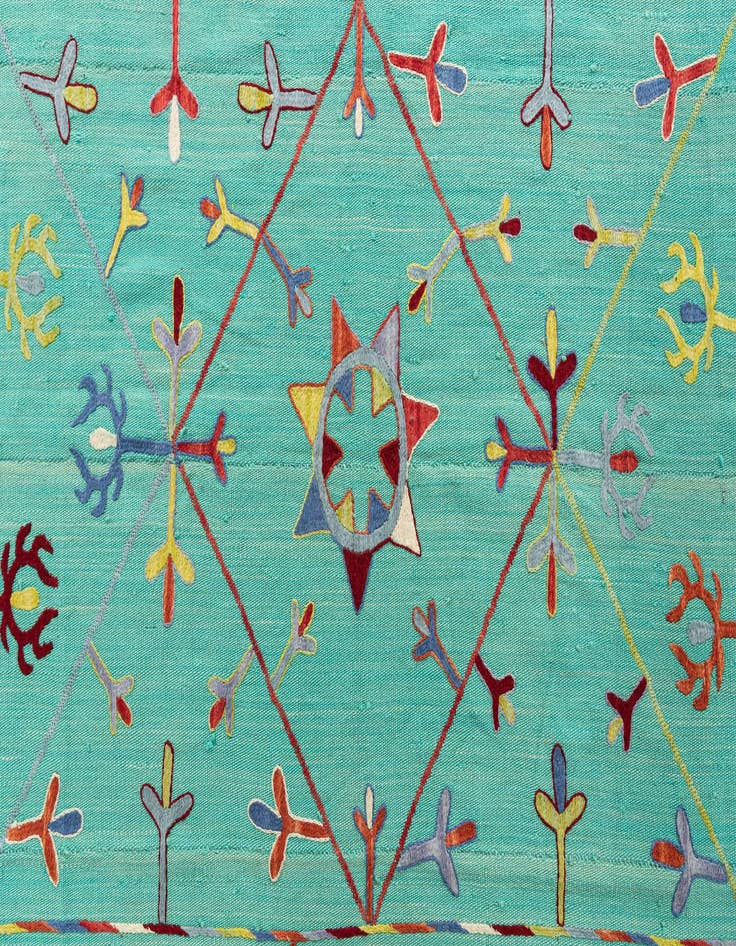 Detail image of  5' x 6' 5  Hand Woven Kilim Suzani Wool Rug