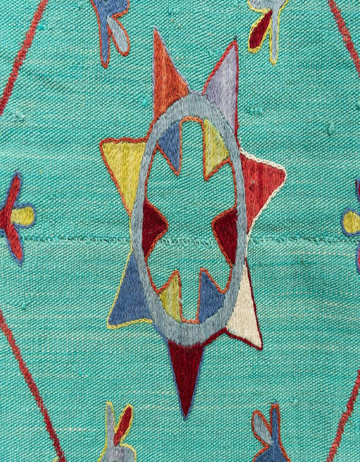 Detail image of  5' x 6' 5  Hand Woven Kilim Suzani Wool Rug