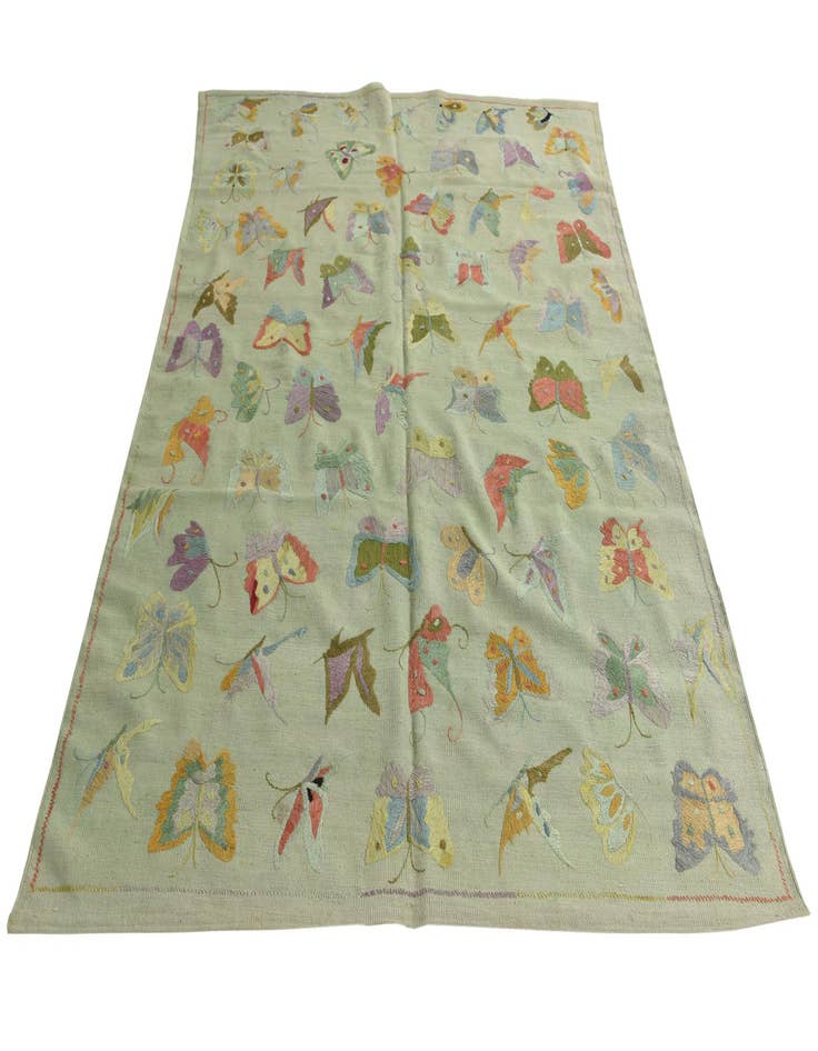 Detail image of  5' 7 x 7' 7  Hand Woven Kilim Suzani Wool Rug