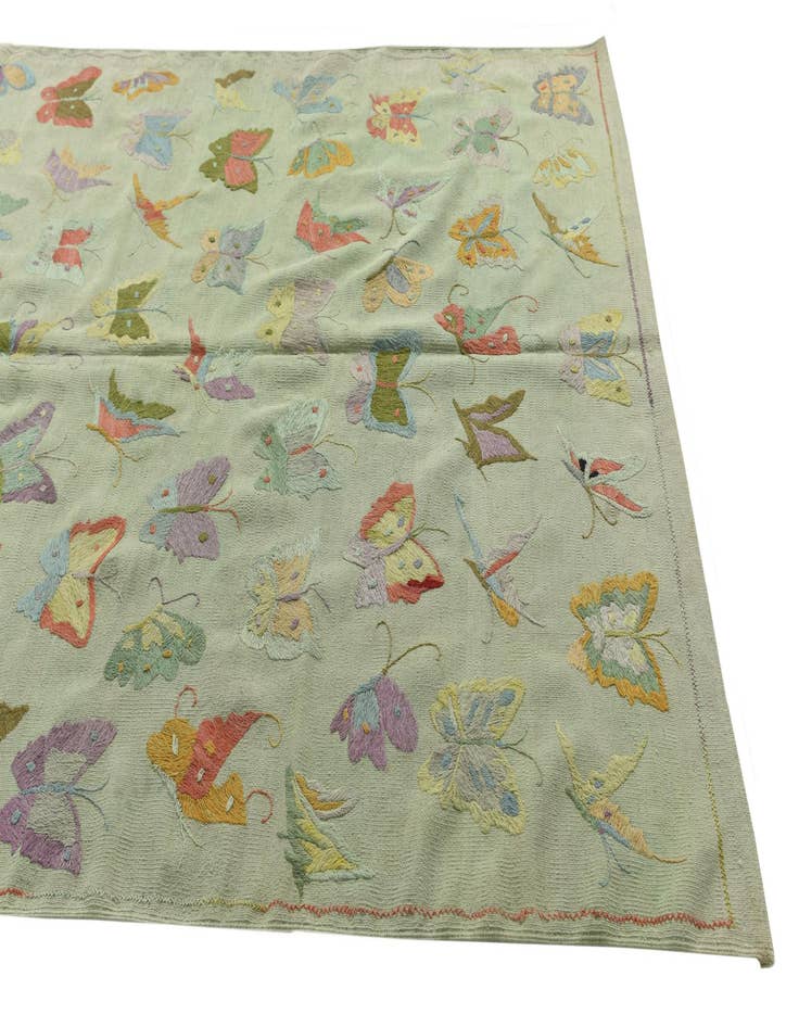 Detail image of  5' 7 x 7' 7  Hand Woven Kilim Suzani Wool Rug