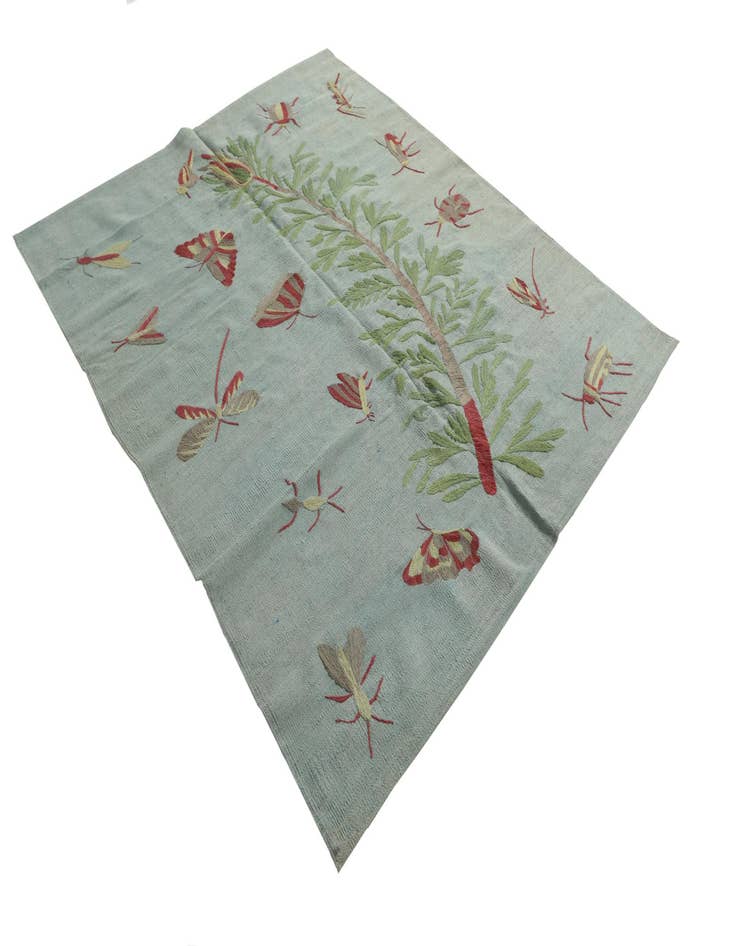 Detail image of  5' 3 x 6' 3  Hand Woven Kilim Suzani Wool Rug