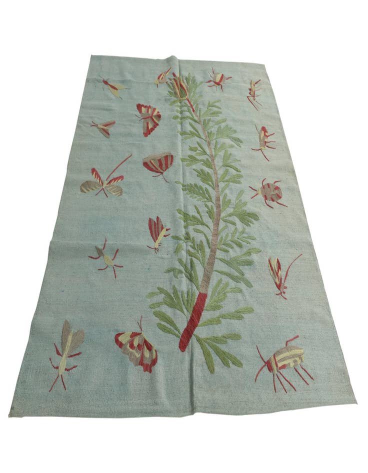 Detail image of  5' 3 x 6' 3  Hand Woven Kilim Suzani Wool Rug