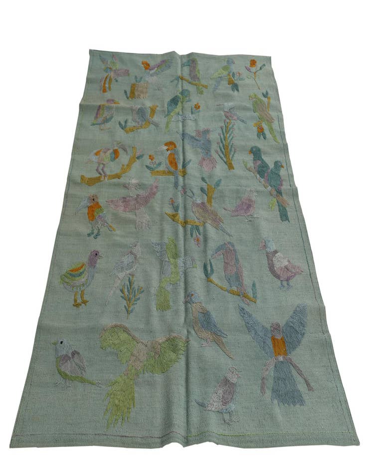 Detail image of  4' 1 x 5' 7  Hand Woven Kilim Suzani Wool Rug