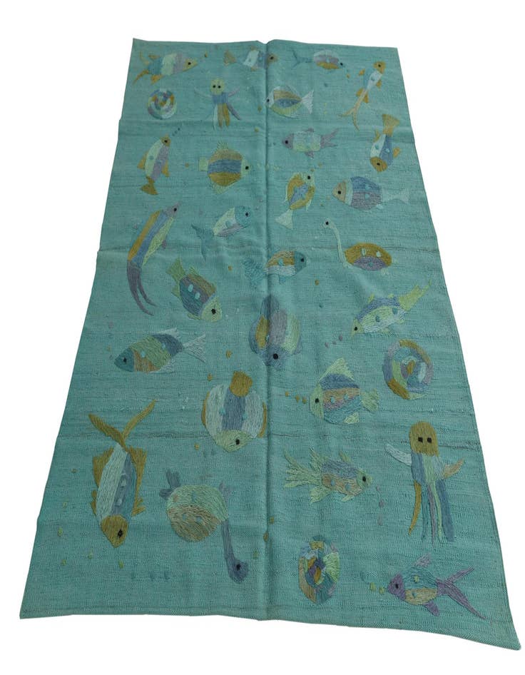 Detail image of  4' 1 x 5' 7  Hand Woven Kilim Suzani Wool Rug