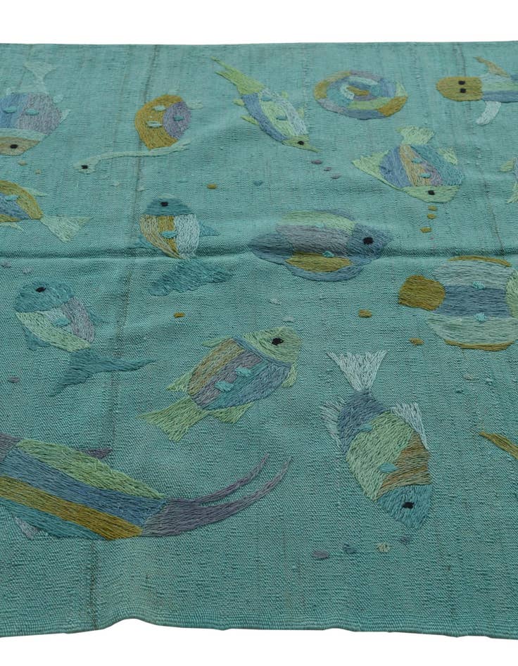 Detail image of  4' 1 x 5' 7  Hand Woven Kilim Suzani Wool Rug