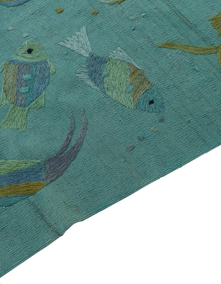 Detail image of  4' 1 x 5' 7  Hand Woven Kilim Suzani Wool Rug