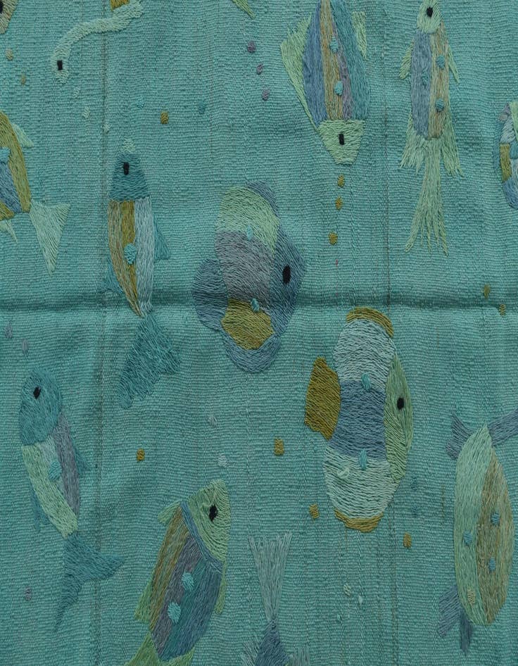 Detail image of  4' 1 x 5' 7  Hand Woven Kilim Suzani Wool Rug