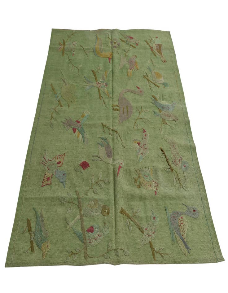 Detail image of  4' 2 x 5' 6  Hand Woven Kilim Suzani Wool Rug