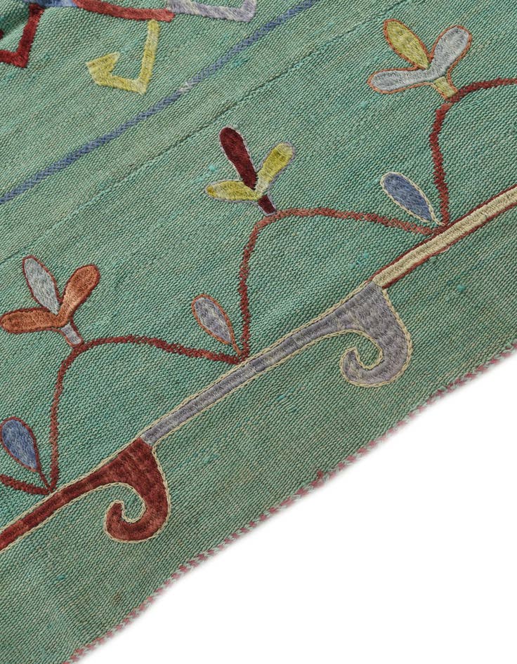 Detail image of  7' x 9'  Hand Woven Kilim Suzani Wool Rug