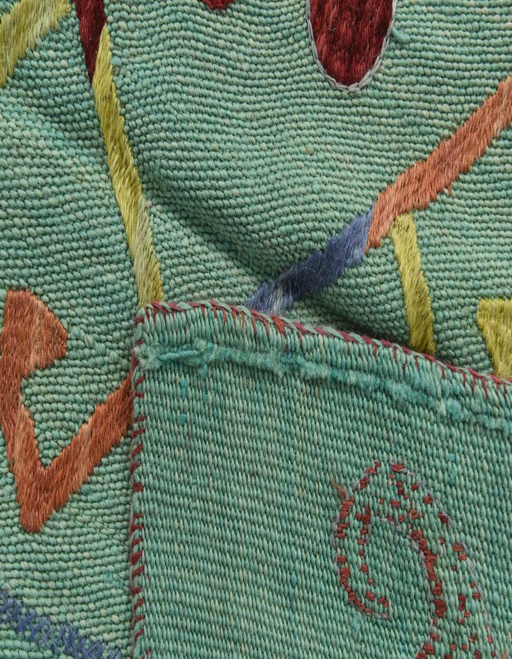 Detail image of  7' x 9'  Hand Woven Kilim Suzani Wool Rug